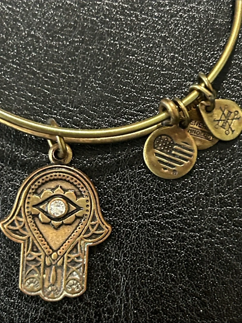 Alex and Ani Gold Hamsa Charm Adjustable Bangle Bracelet
